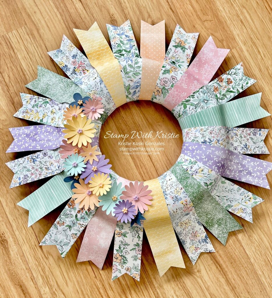 Hand-Penned Designer Series Paper 12" Strip Wreath with Daisy Punch and Medium Daisy Punch