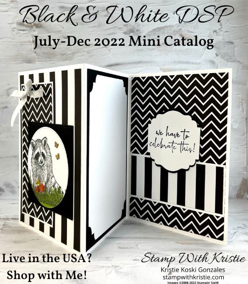 3-Panel Card made with black and white stripes and zigzag printed papers.